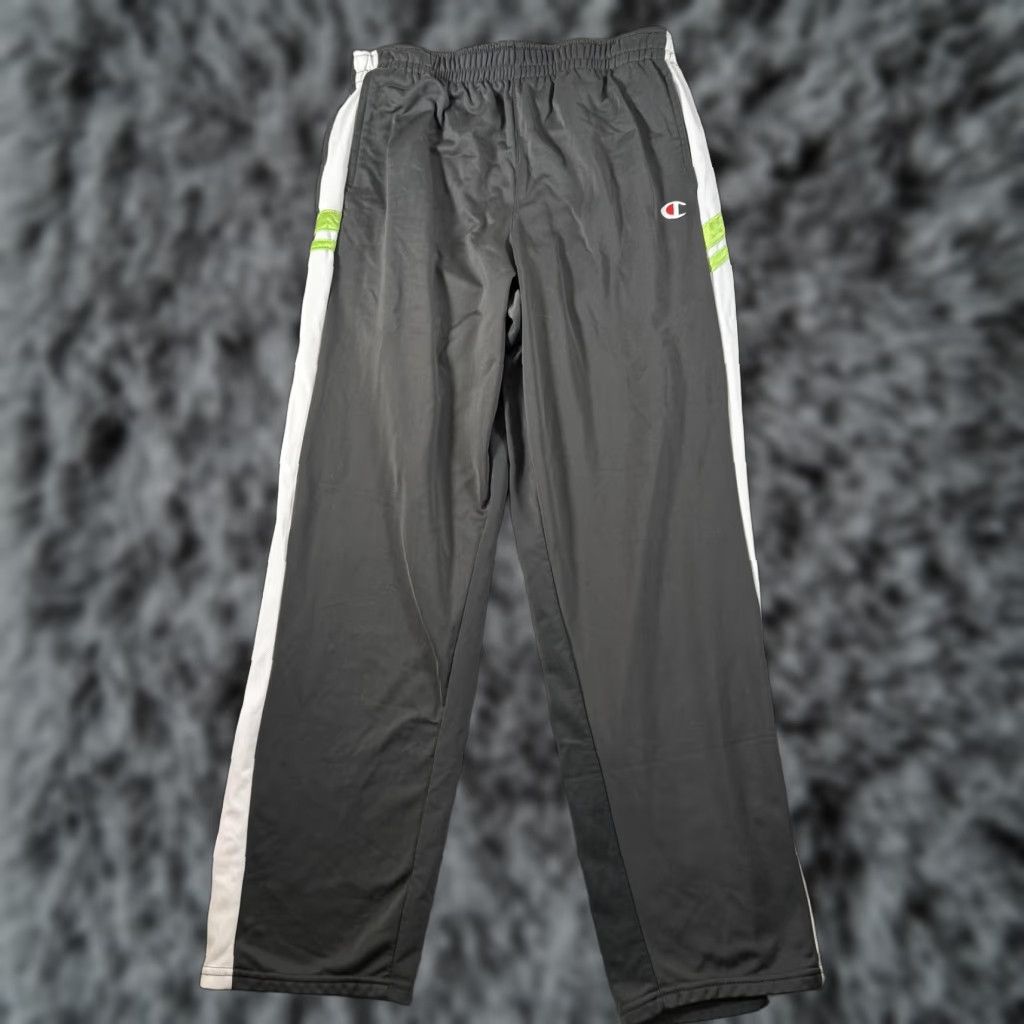 Champion Champion Pants Medium Gray White Green Athletic Side Stripe Track Logo Mens Size US 31 - 1 Thumbnail