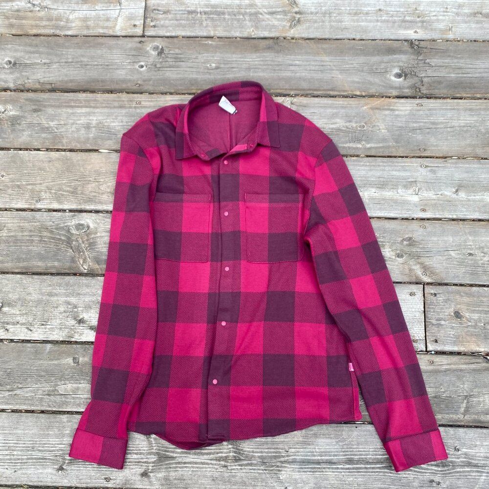 Lululemon Lululemon Soft Flannel Knit Overshirt Red/Purple Large Size US L / EU 52-54 / 3 - 3 Thumbnail