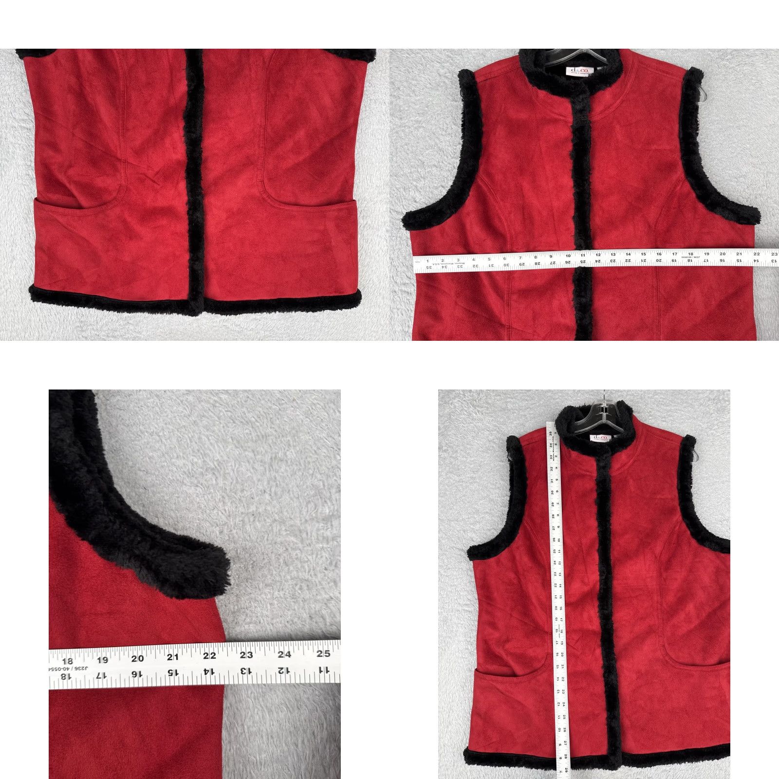 Denim & Co. Denim & Co Vest Womens L Red Faux Suede Shearling Lined Fur Trim Winter Pockets Casual Size L / US 10 / IT 46 - 8 Thumbnail