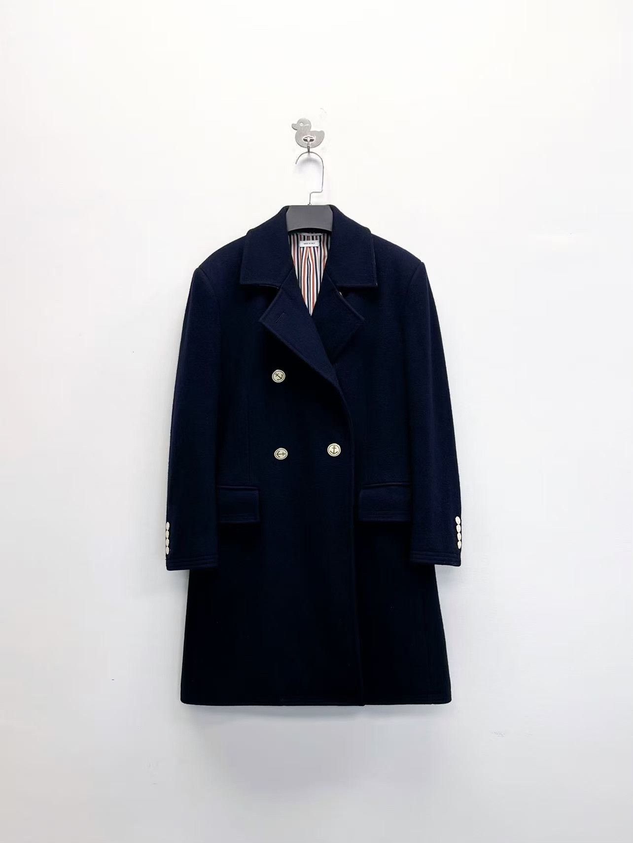 Thom Browne thom browne double-breasted navy wool coat Size US M / EU 48-50 / 2 - 1 Thumbnail
