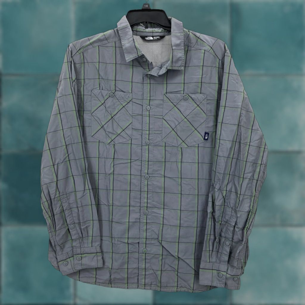 The North Face The North Face Mens XL Vented Fishing Shirt Gray Plaid Nylon Outdoors Camp Button-Up Short Sleeve? Size US XL / EU 56 / 4 - 1 Thumbnail