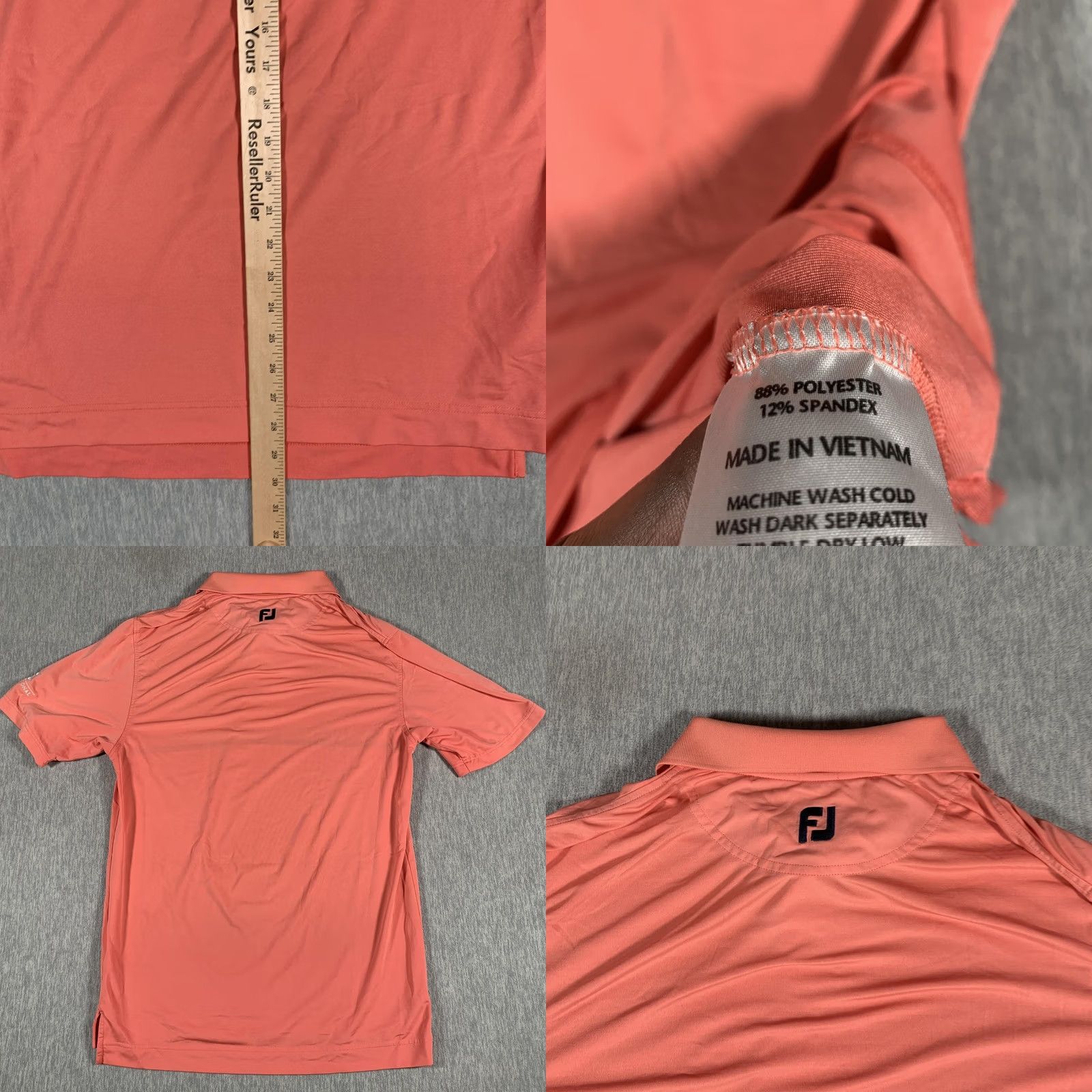 Footjoy FootJoy Shirt Mens M Coral Striped Polo Golf Athletic Fit Invitational Size US M / EU 48-50 / 2 - 8 Thumbnail