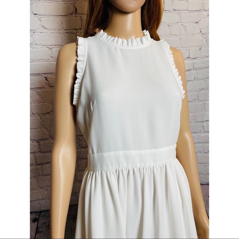 Kate Spade Kate Spade Ruffle Trim Fit & Flare White Dress Size 4 Size S / US 4 / IT 40 - 2 Thumbnail