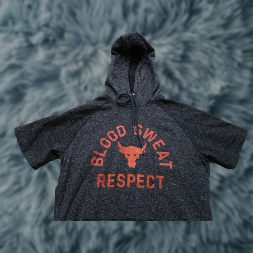 Under Armour Under Armour Project Rock Hoodie Mens M Short Sleeve Blood Sweat Respect Graphic Print Charcoal Gray Size US M / EU 48-50 / 2 - 1 Thumbnail