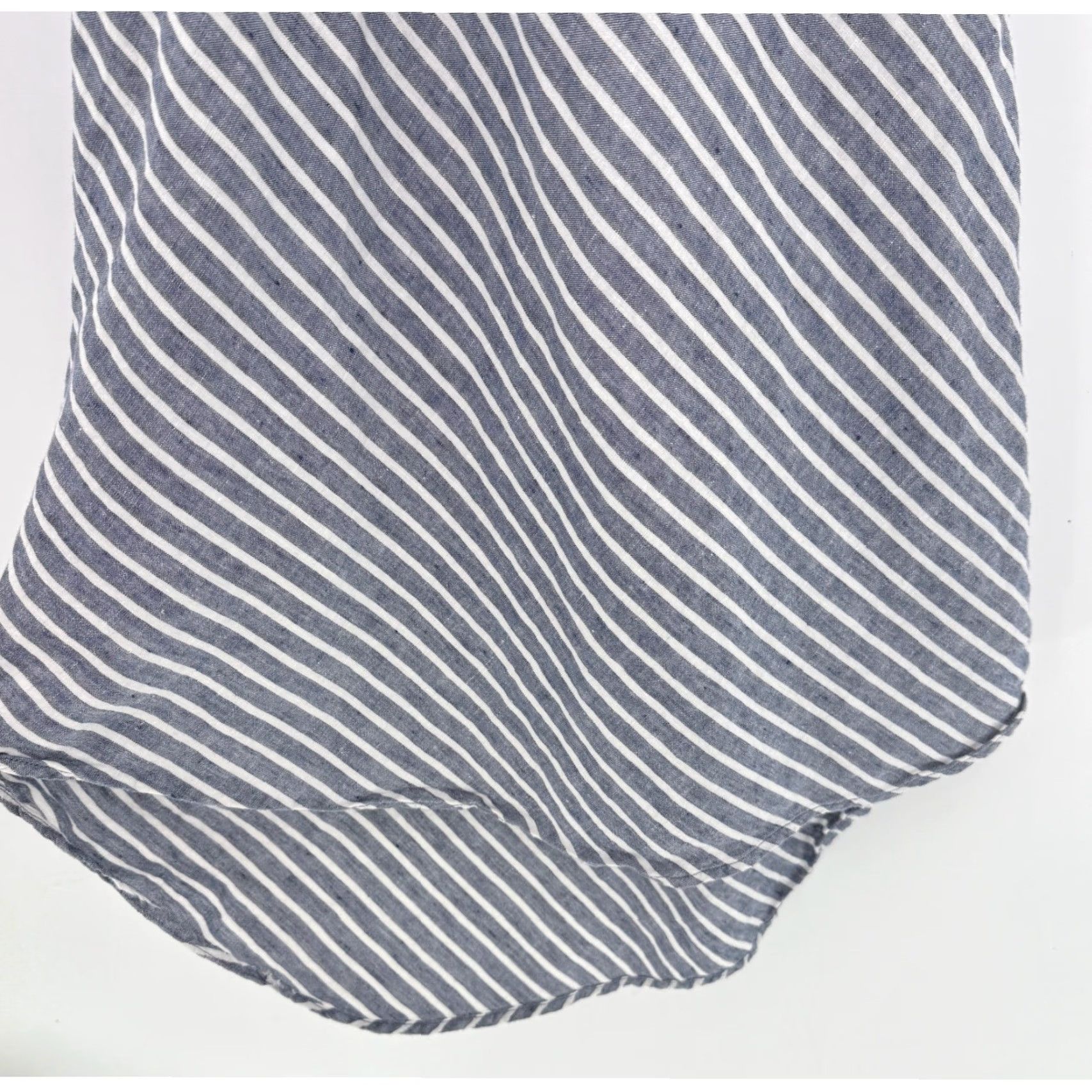 Vintage Artisan Striped Maxi Dress Gray White Linen Asymmetric Hem Size 12 Sleeveless V-Neck Strappy Sleeve Pullover Casual Beach Summer Spring 12 Womens Size XL / US 12-14 / IT 48-50 - 4 Thumbnail