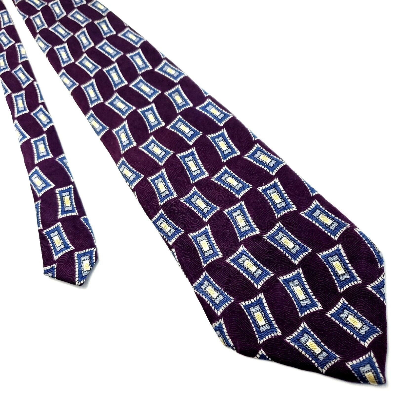 Lands' End Land's End Silk Tie Wide Print Purple Geometric Size ONE SIZE - 1 Thumbnail