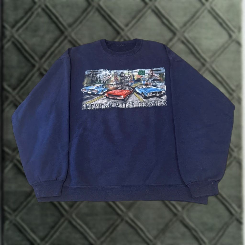 Vintage VINTAGE American Motor Classics Muscle Car Mustang Crewneck Sweatshirt Mens L Blue Long Sleeve Pullover Sweatshirt Size US L / EU 52-54 / 3 - 1 Thumbnail