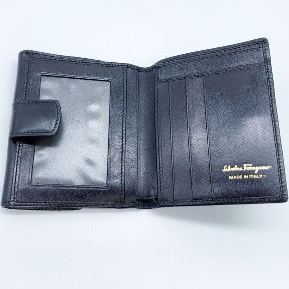 Salvatore Ferragamo Salvatore Ferragamo Black Leather Wallet with Gold Accent Size ONE SIZE - 5 Thumbnail