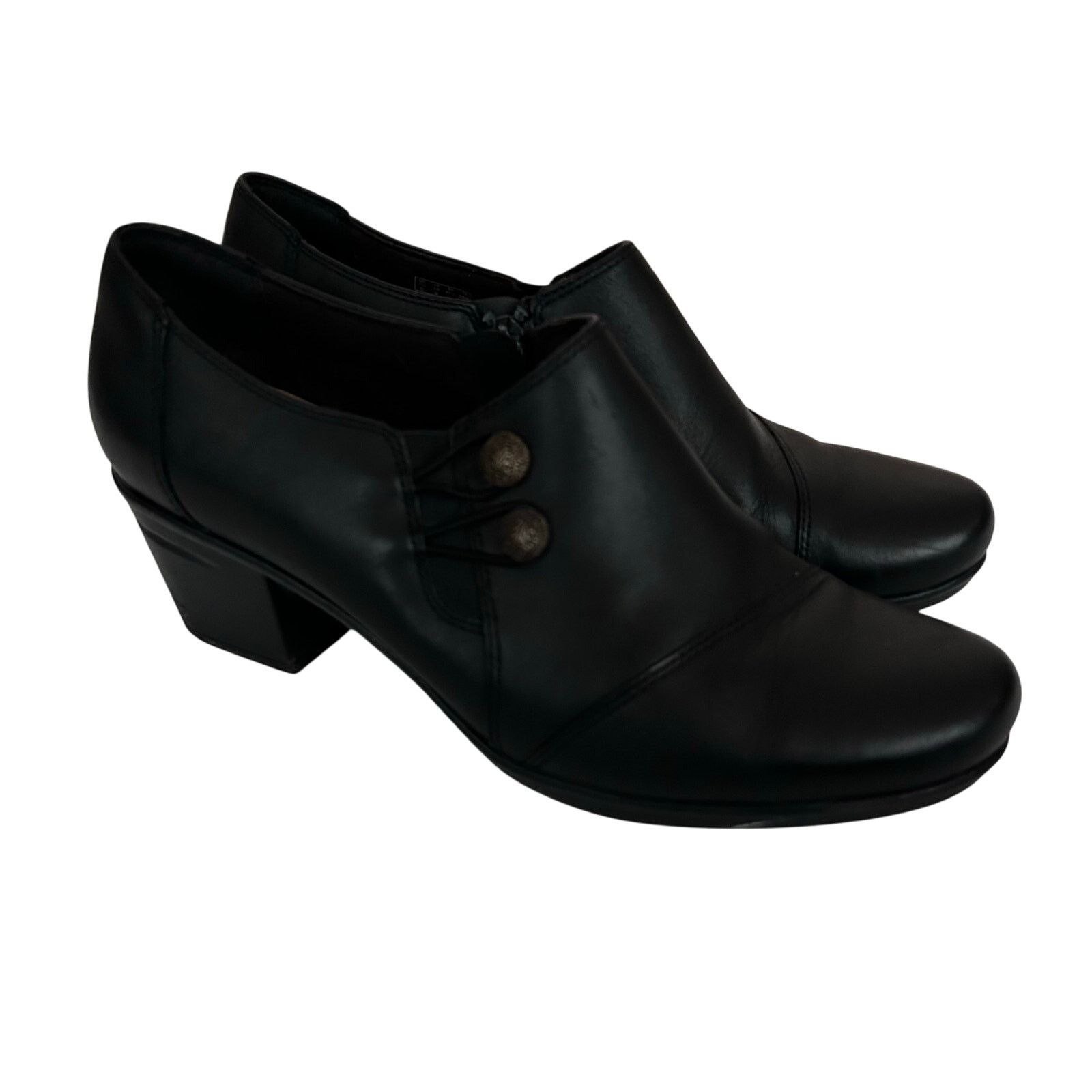 Clarks Clarks Emslie Warren Black Leather Heeled Loafers Sz 10 Size US 10 / IT 40 - 1 Thumbnail