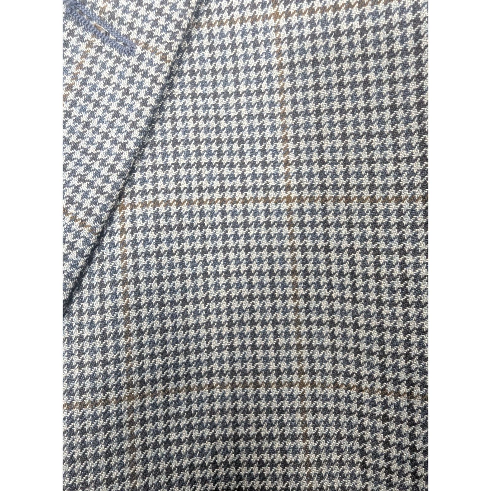 Ralph Lauren Lauren Ralph Lauren Mens Blazer Jacket Coat Houndstooth Wool Silk 54R Gray Notch Single-Breasted Two-Button Front Regular Slim? Size 54R - 2 Thumbnail