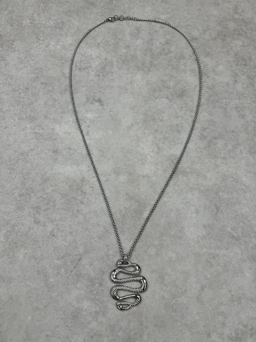Roberto Cavalli Cavalli Steel Snake Necklace Size ONE SIZE - 2 Thumbnail