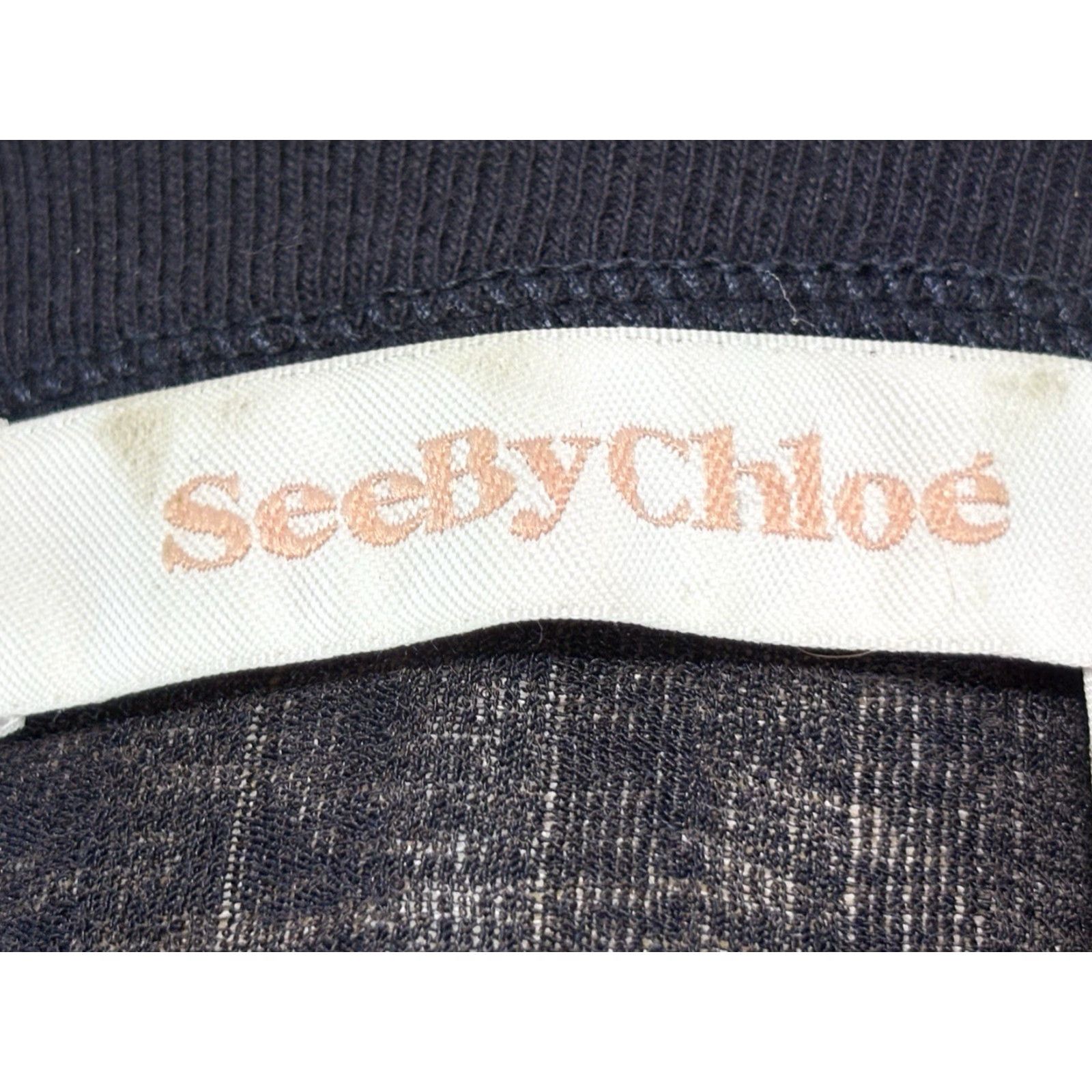 Vintage See By Chloe Ribbed Shirt Top Sz Medium Women’s Navy Lace Trim Semi Sheer Size M / US 6-8 / IT 42-44 - 7 Thumbnail