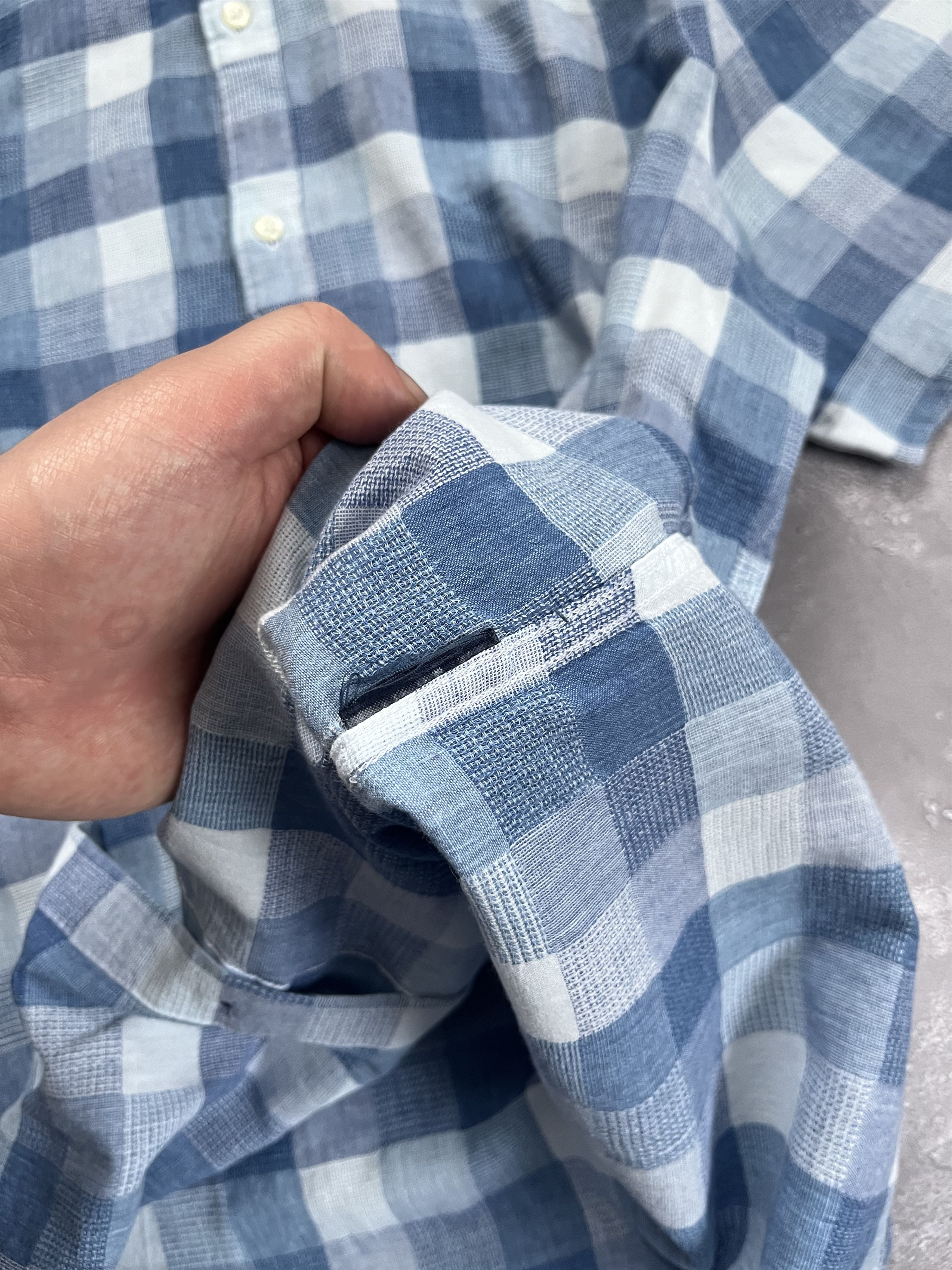 Tommy Hilfiger Tommy Hilfiger Linen Cotton Blue Short Sleeve Shirt Check Size US M / EU 48-50 / 2 - 4 Thumbnail