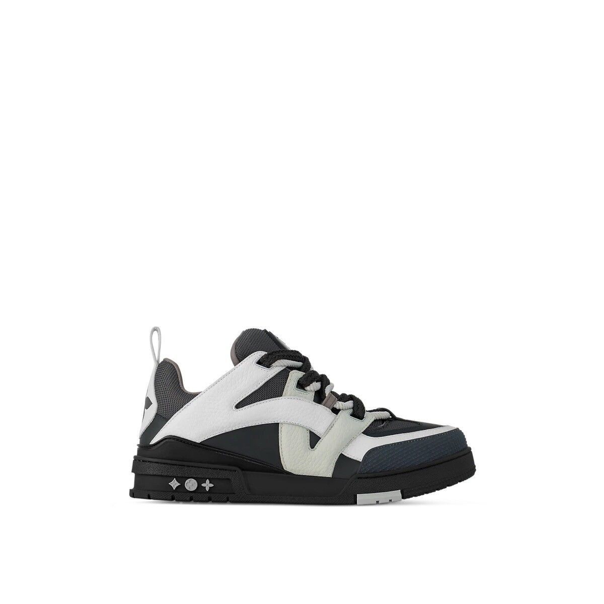 image of Louis Vuitton Lv Skate Sneakers Leather Monogram Logo In Anthracite, Men's (Size 5)