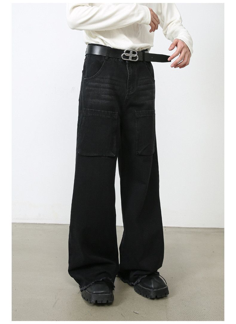 Japanese Brand Japanese black loose straight wide-leg cargo jeans Size US 32 / EU 48 - 3 Thumbnail