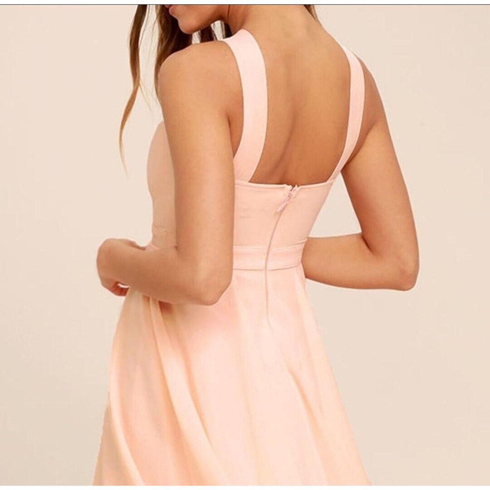 Zara Lulus David's Bridal High Neck Formal Bridesmaid Dress Pink Size S / US 4 / IT 40 - 7 Thumbnail