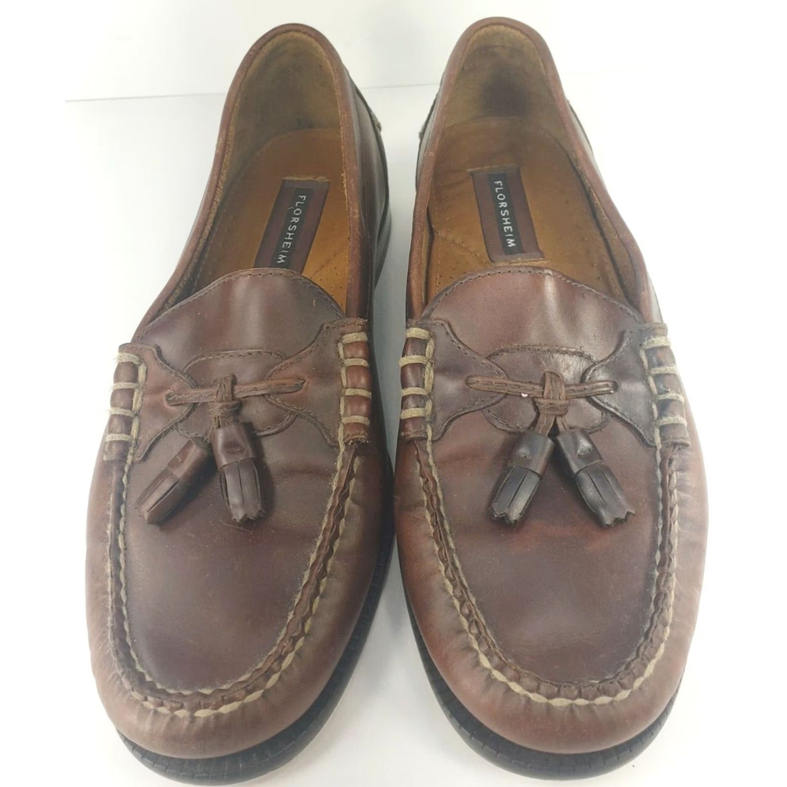 Florsheim Florsheim Brown Leather Loafers Men's 8M Tasseled Slip On Casual Round Toe Cushioned Arch Support Size US 8 / EU 41 - 3 Thumbnail