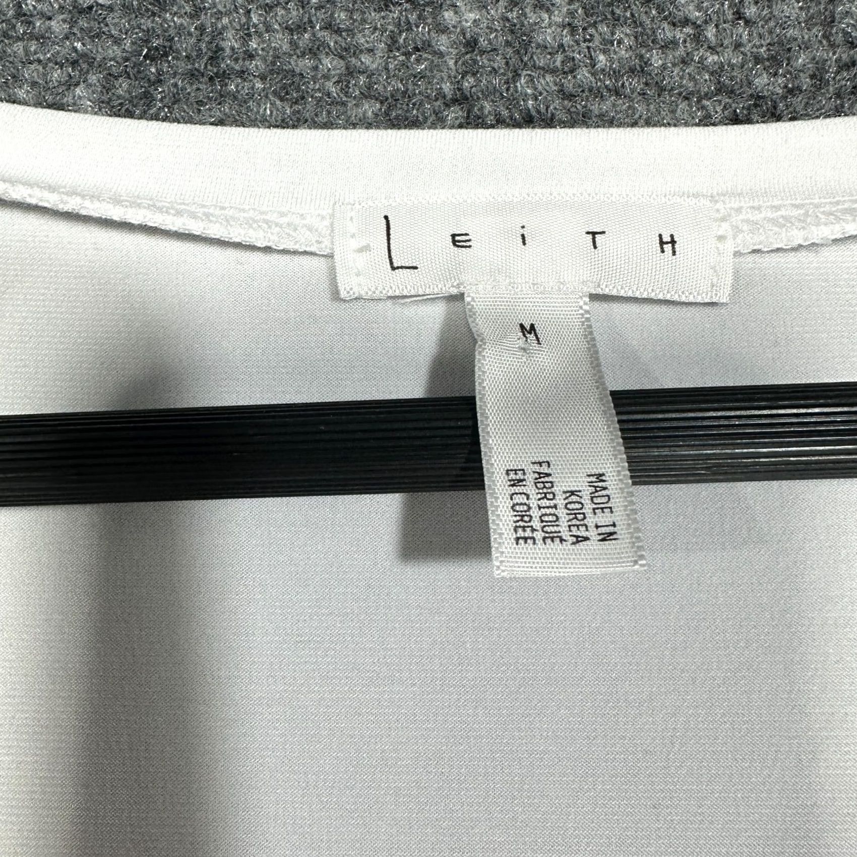 Vintage Leith Womens Medium White Stretch Knit Tee 3/4 Sleeve Ruched Side NEW Shirt Mens Womens Size M / US 6-8 / IT 42-44 - 5 Thumbnail