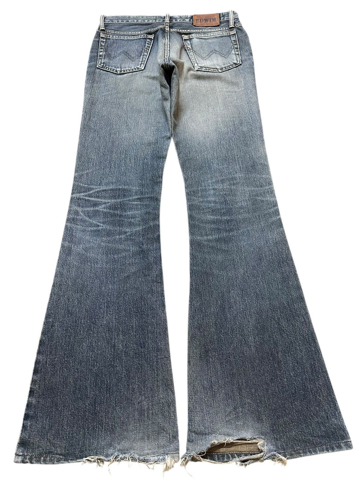 Edwin Vintage Edwin 400 Blue Faded Wash Distress Flare Jeans Size US 30 / EU 46 - 2 Thumbnail