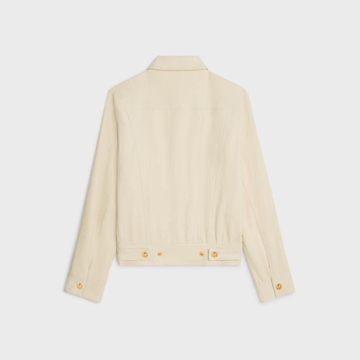 Celine o1w1db10125 2Q731847V Trucker Corduroy Jacket in Cream Size XS / US 0-2 / IT 36-38 - 2 Thumbnail