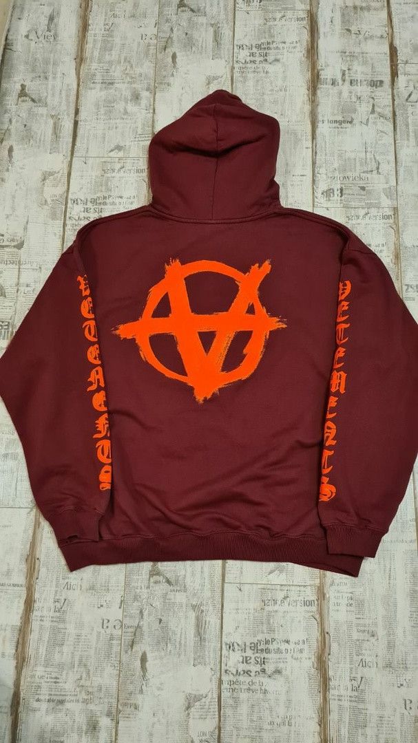Vetements Vetements Anarchy Burgundy Oversize Hoodie Size US M / EU 48-50 / 2 - 5 Thumbnail
