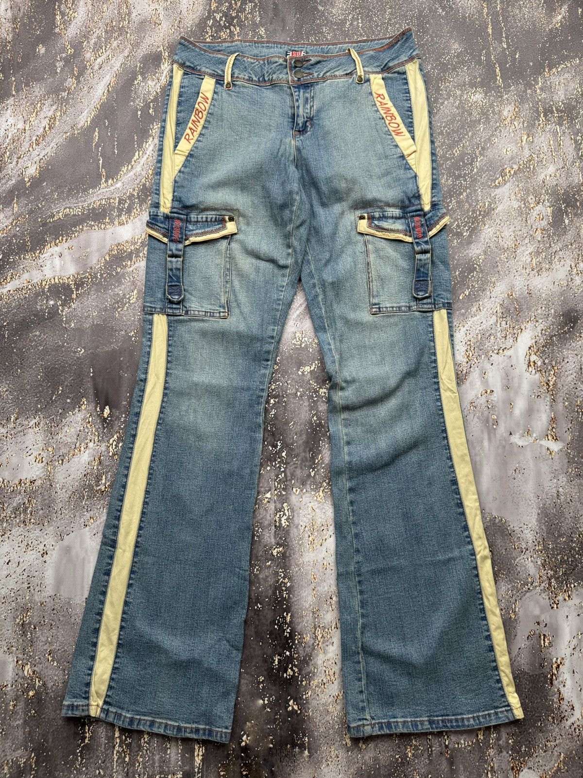 Vintage Vintage Cargo Flared Jeans Size 30" / US 8 / IT 44 - 1 Thumbnail