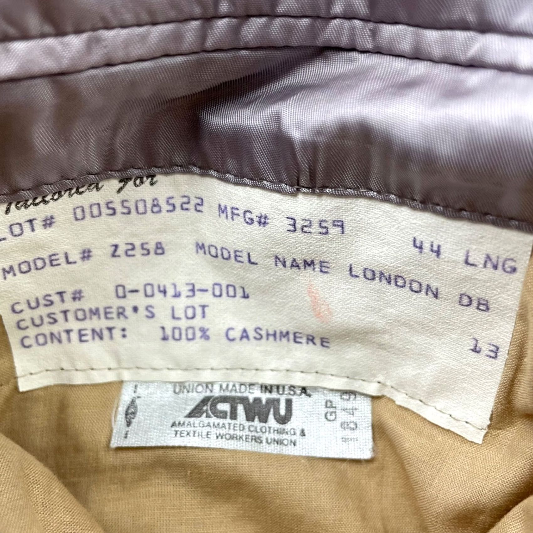 Vintage Hickey Freeman Blazer Men's London 100% Cashmere Double Breasted Khaki/Tan 44L Size 44R - 6 Thumbnail