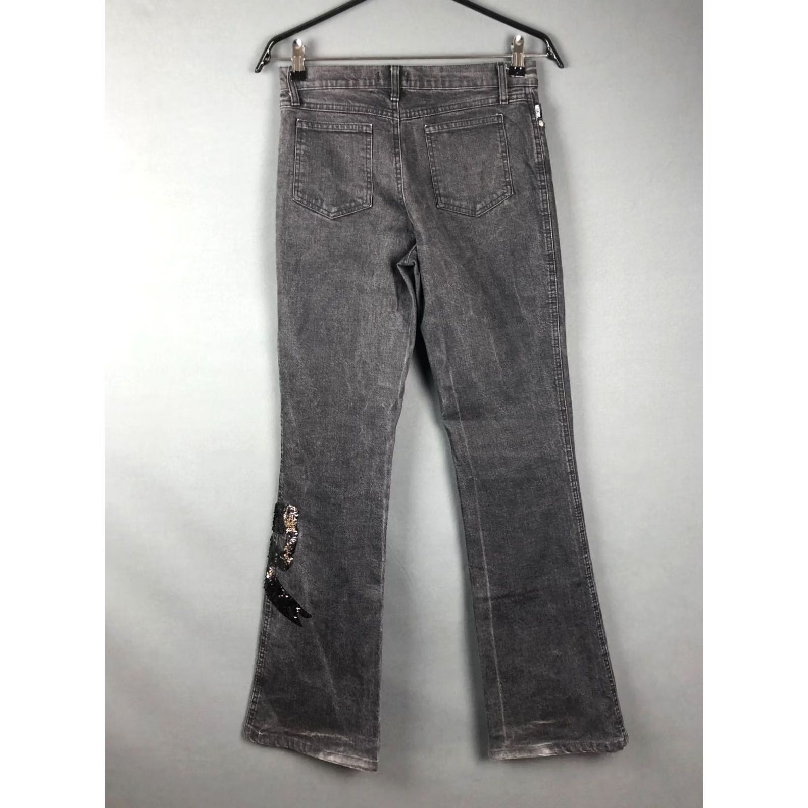 Moschino Moschino Jeans Gray Women Regular Size 29 Sequin Embelished Cotton Elastane Flared Inseam 33.3" 13.8" Waist Hip Pockets Brand Moschino Size 29" - 2 Thumbnail