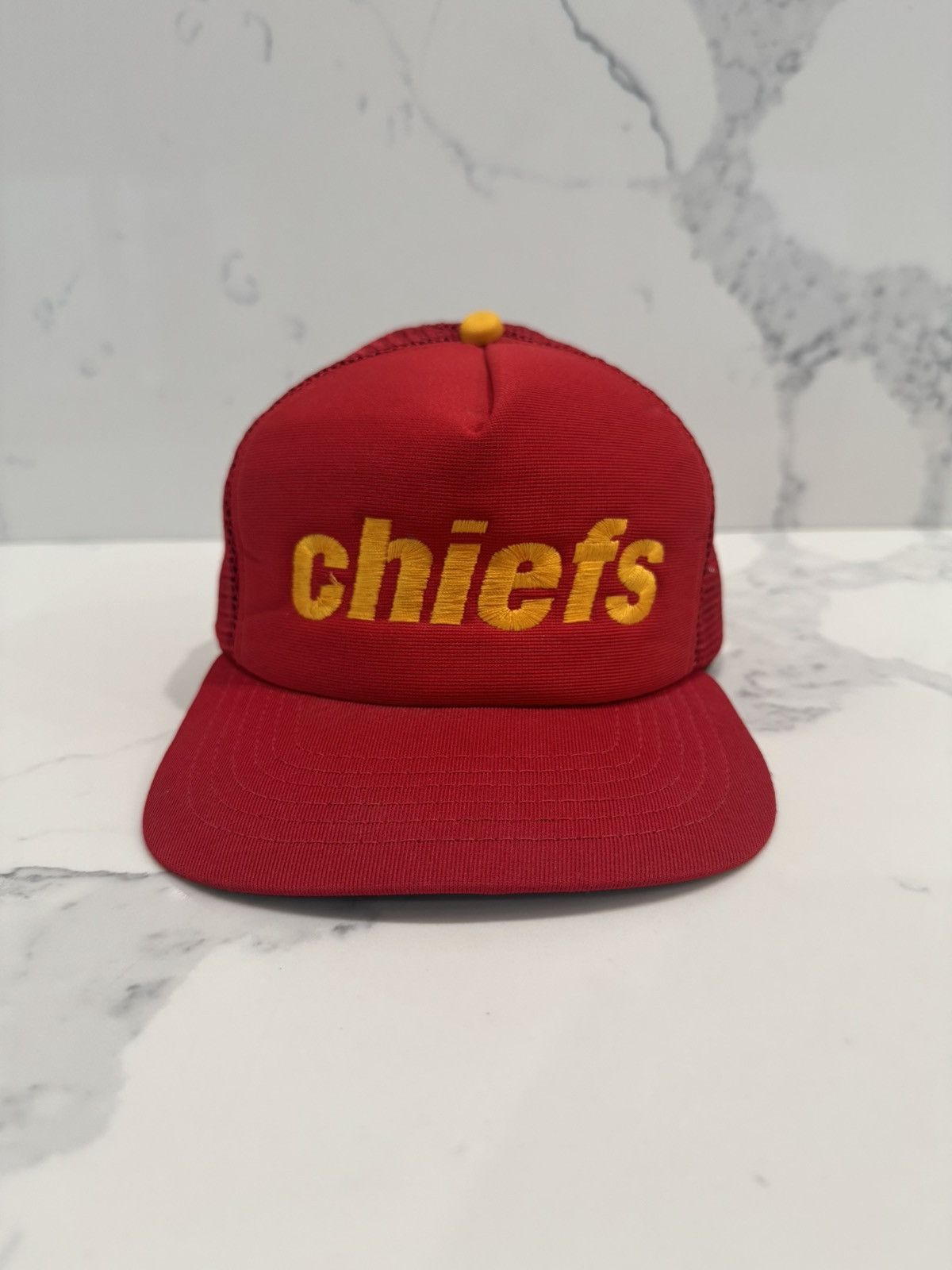 NFL Vintage 80’s Kansas City Chiefs Script Spellout Snapback Hat Size ONE SIZE - 1 Thumbnail