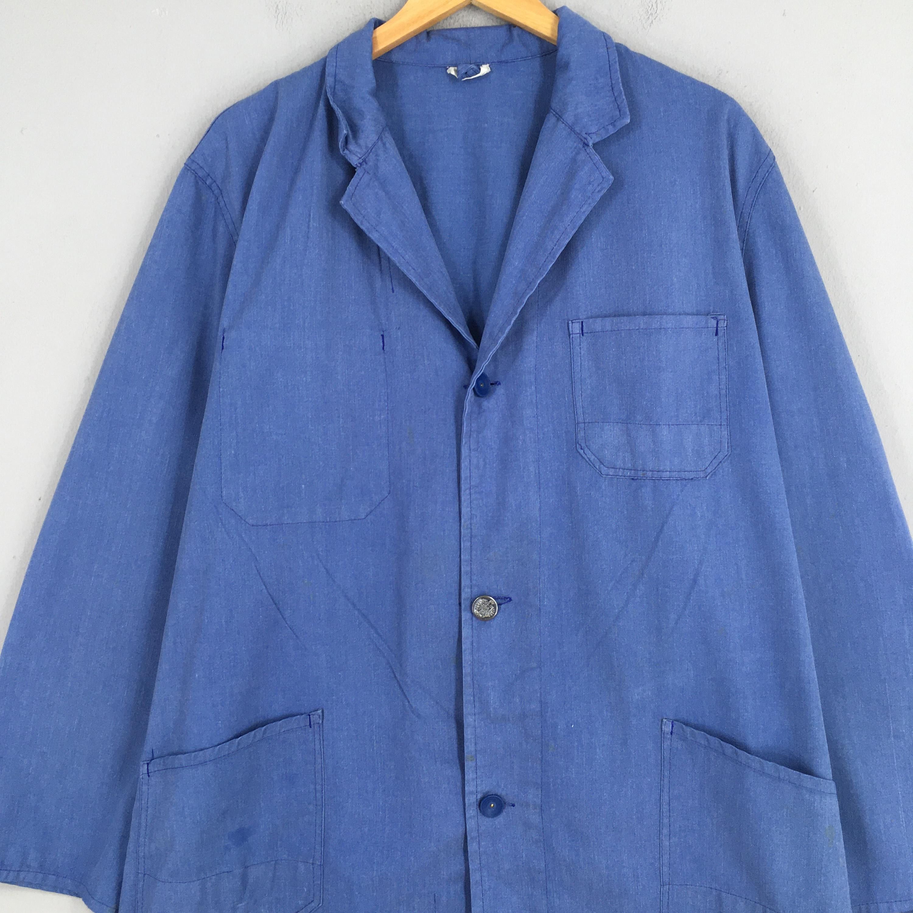 Le Laboureur 1980s Duster Frenchwork Sanforized Indigo Jacket XLarge Size US XL / EU 56 / 4 - 2 Thumbnail
