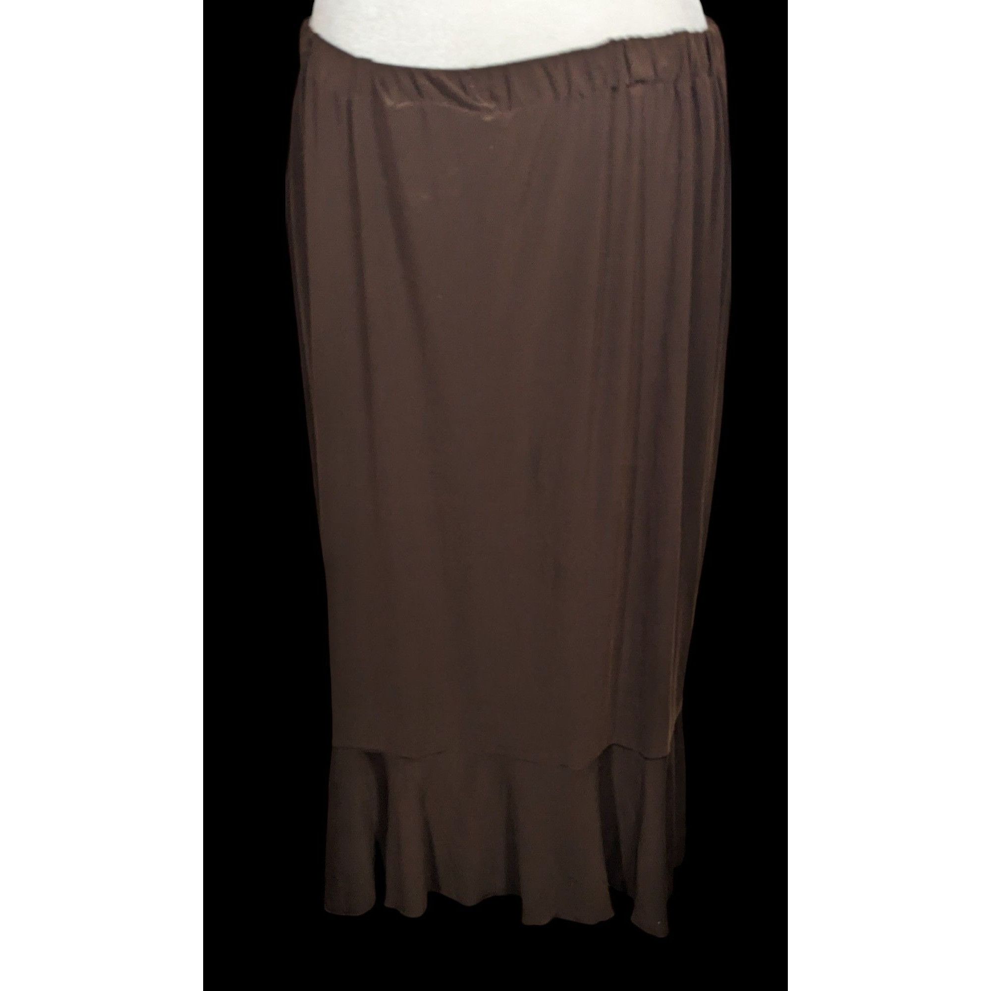 Other Vintage Nice Wear Brown Midi Skirt With Subtle Ruffle Edge Size 32" / US 10 / IT 46 - 1 Thumbnail