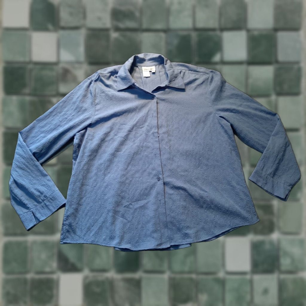 Coldwater Creek Coldwater Creek Shirt Womens XL Blue Long Sleeve Button-Up Tunic with Pockets Size XL / US 12-14 / IT 48-50 - 1 Thumbnail