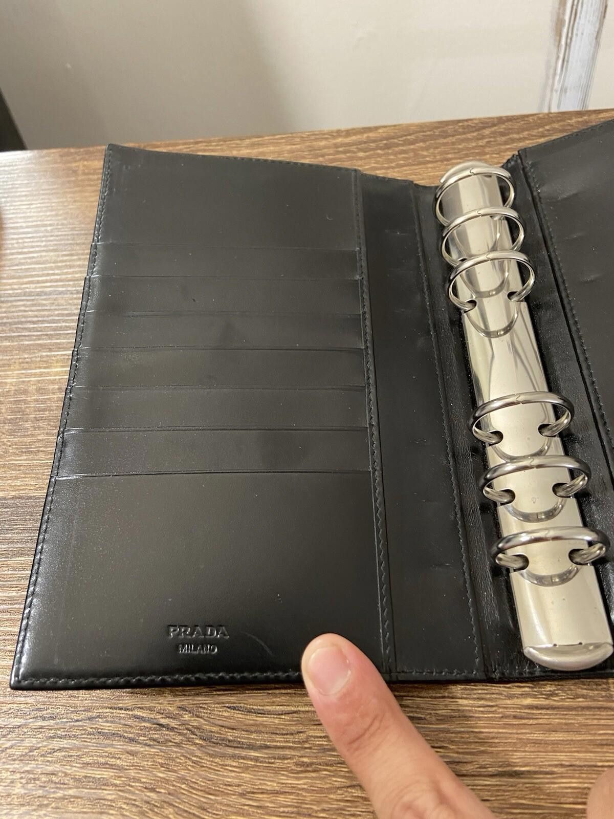 Prada Prada Black Nylon Saffiano Notebook Cover Trifold Wallet Set Size ONE SIZE - 11 Thumbnail