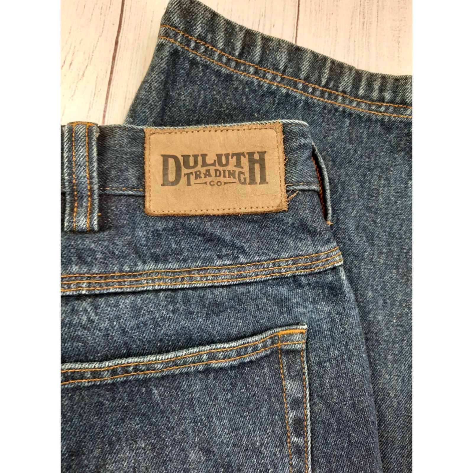 CO Duluth Trading Co Men Jeans Denim Blue Dark Wash Straight Size US 41 - 2 Thumbnail