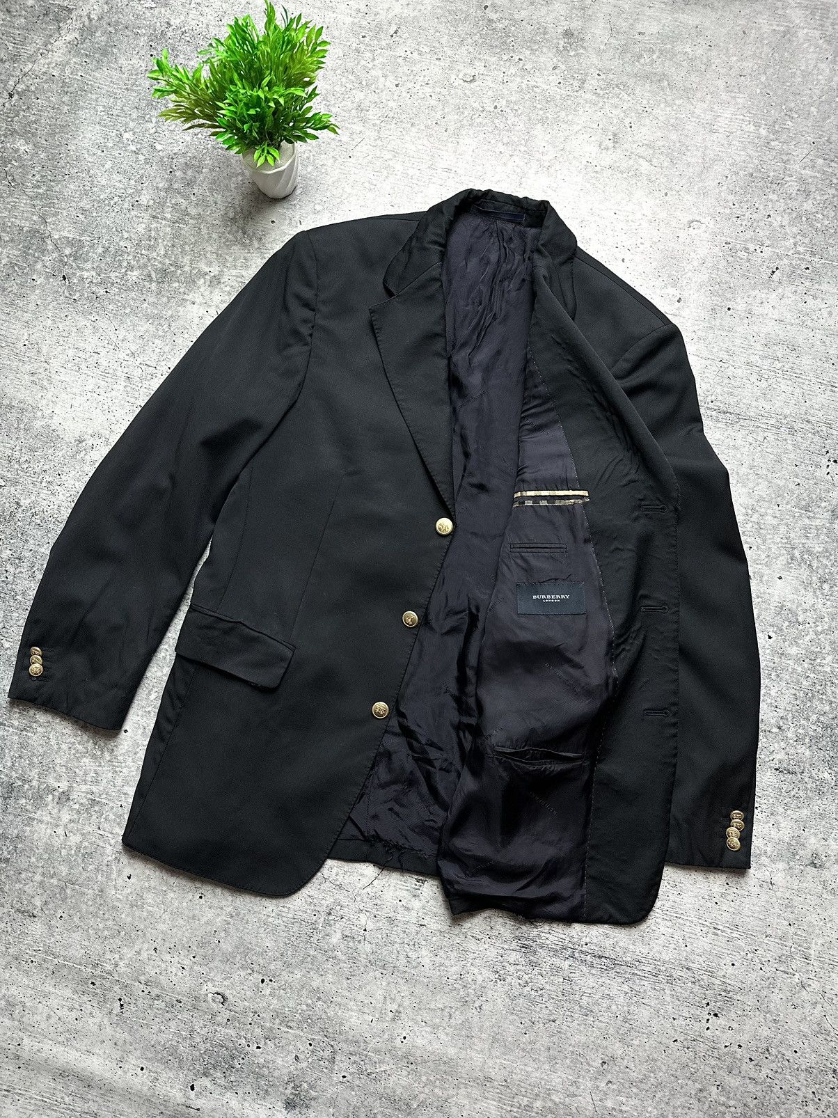 Burberry Vintage 90s Burberry London K-Knopf Wool Blazer Size 50S - 2 Thumbnail
