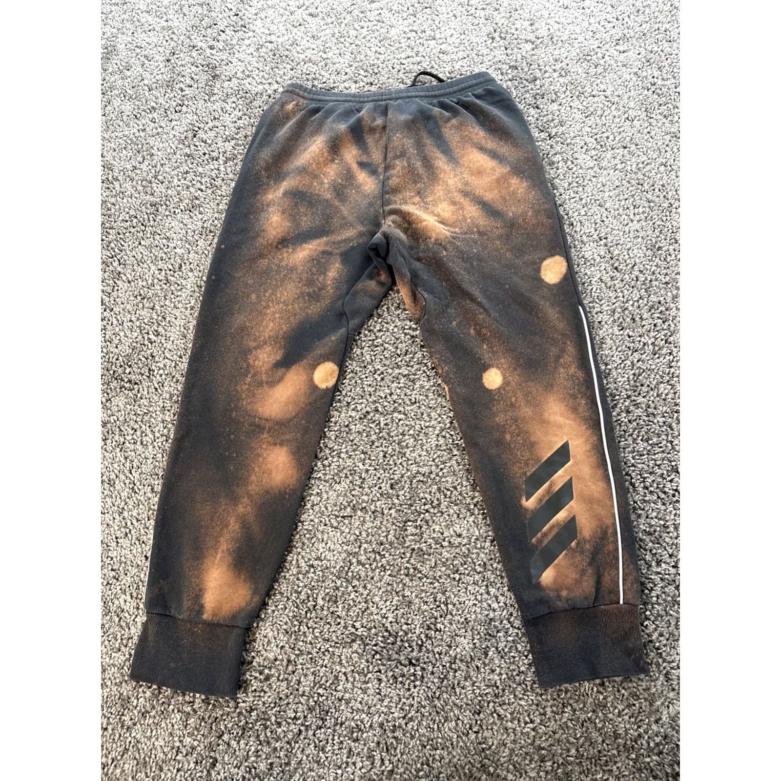 Adidas Adidas Joggers Men Large Black Fleece Tappered Acid Bleach Washed Distressed Pants Activewear L Size US 33 - 6 Thumbnail