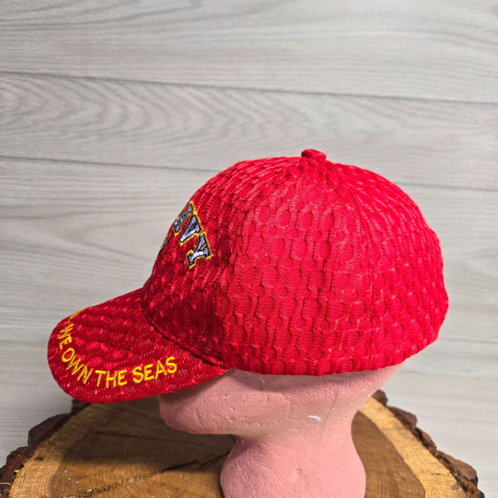 Vintage U.S. Navy Hat Men We Own the Seas Red Adjustable Embroidered Cap Hat Size ONE SIZE - 3 Thumbnail
