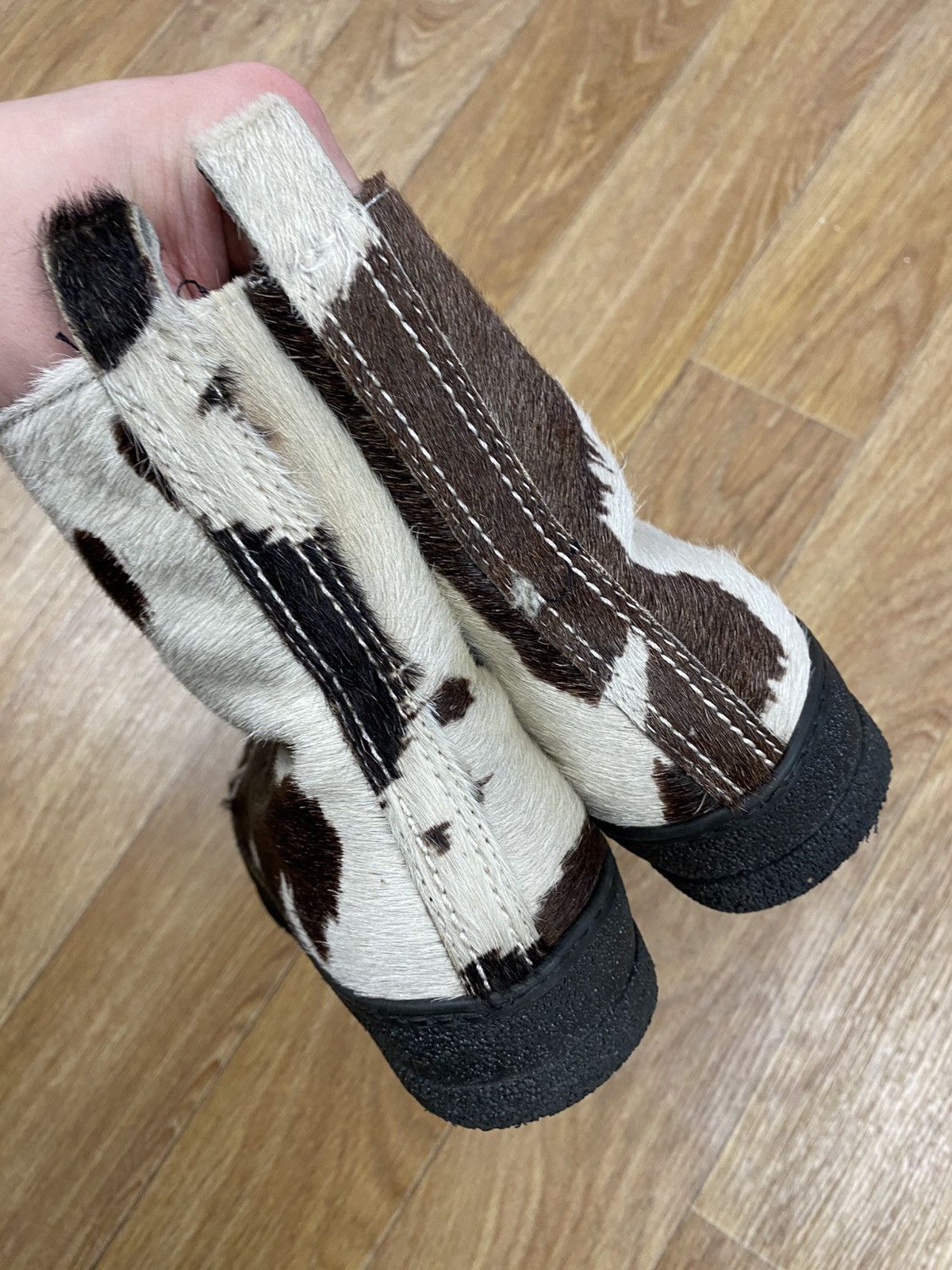 Designer × Vintage Ammann Sarnac Animal Print Cowhide Fur Ankle Rubber Boots Size US 9 / IT 39 - 12 Thumbnail