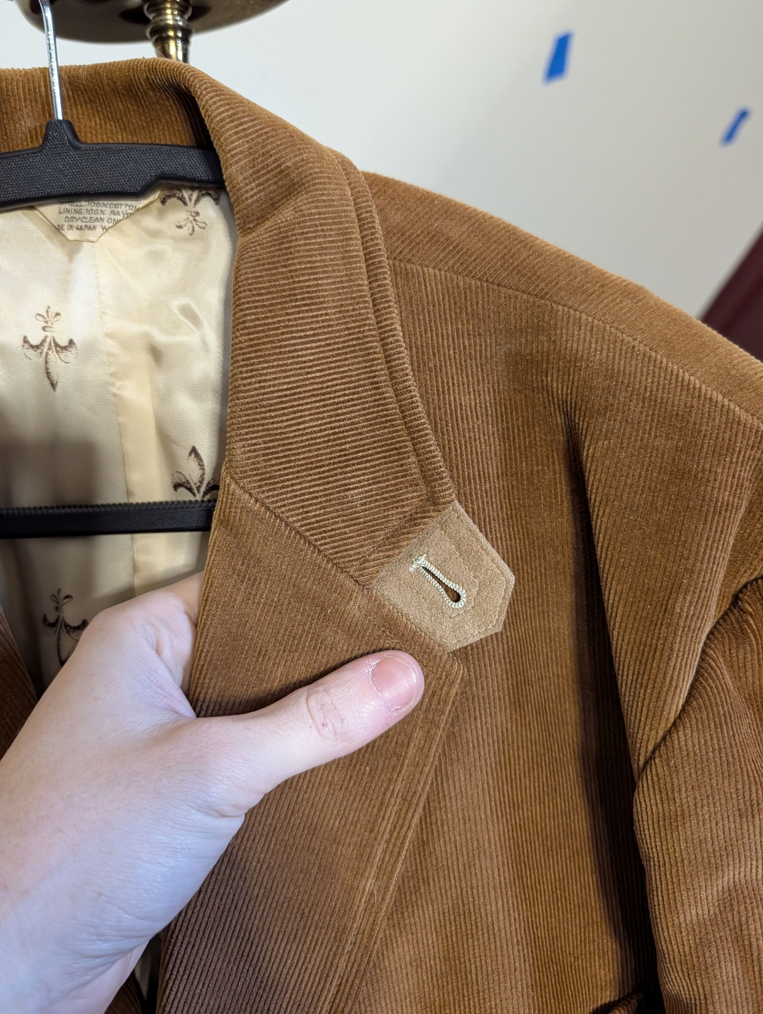 Japanese Brand KENTFIELD vtg corduroy elbow patch suede jacket fleur de lis Size 42R - 3 Thumbnail