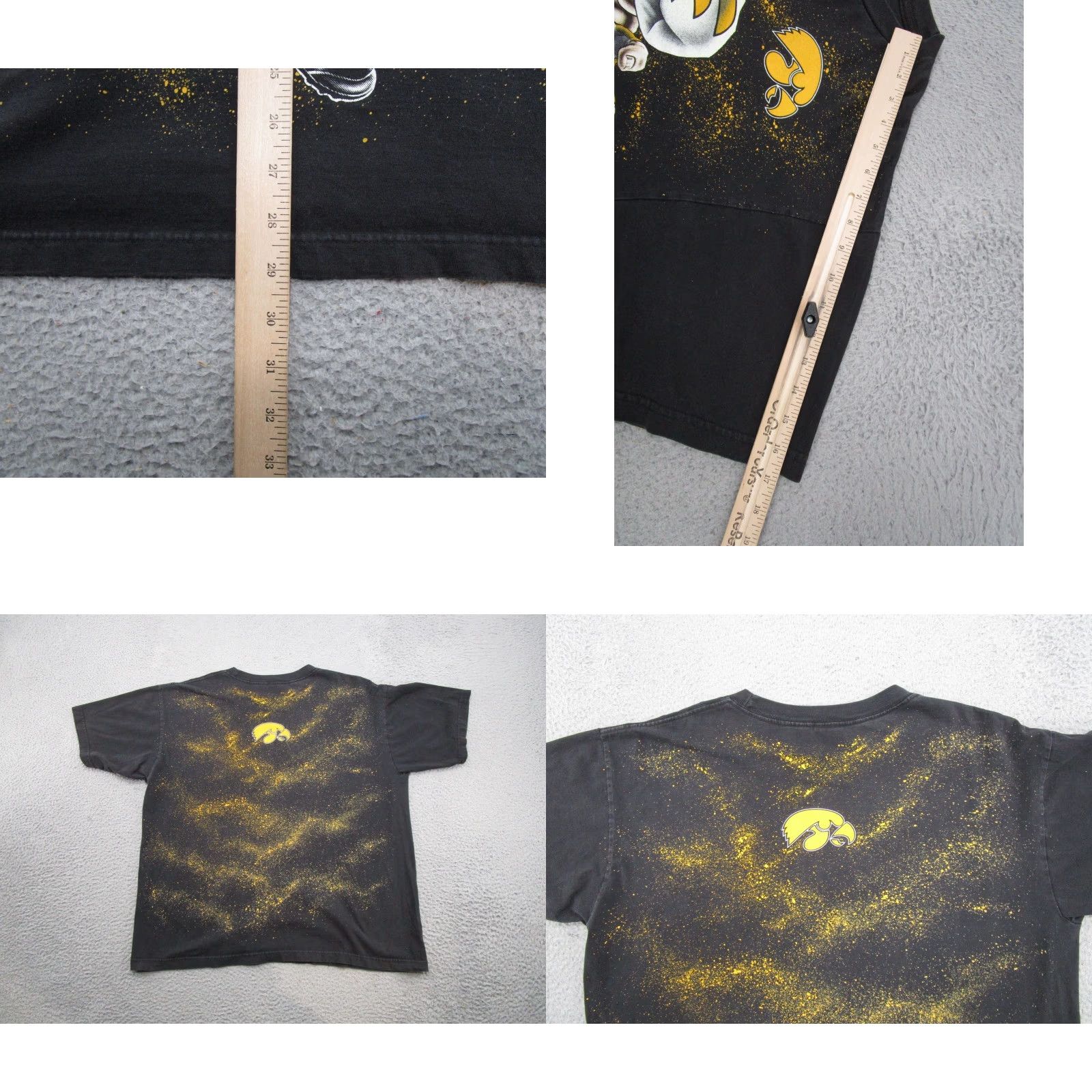 Gloverall VINTAGE Tour Champ Hawkeyes AOP All Over Print Shirt 2XL Mens Black Short Sleeve Crew Neck 90s Iowa University Size US XXL / EU 58 / 5 - 8 Thumbnail