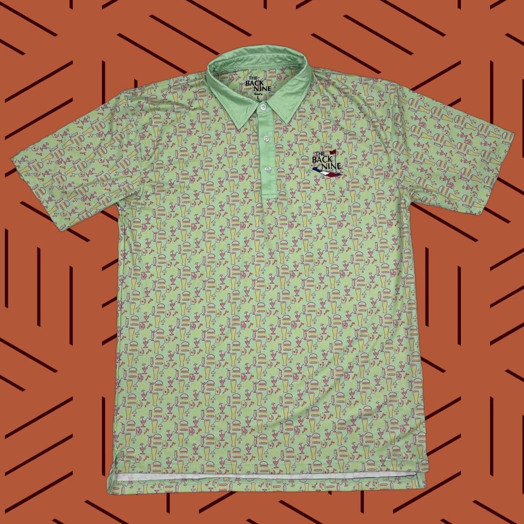 Vintage VINTAGE The Back Nine Golf Polo Shirt Mens Large Green Beer Drink Hot Dog Burger Active Size US L / EU 52-54 / 3 - 1 Thumbnail