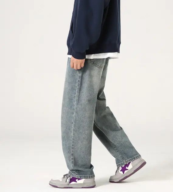VIBE Japanese retro washed distressed loose straight jeans Size US 32 / EU 48 - 5 Thumbnail