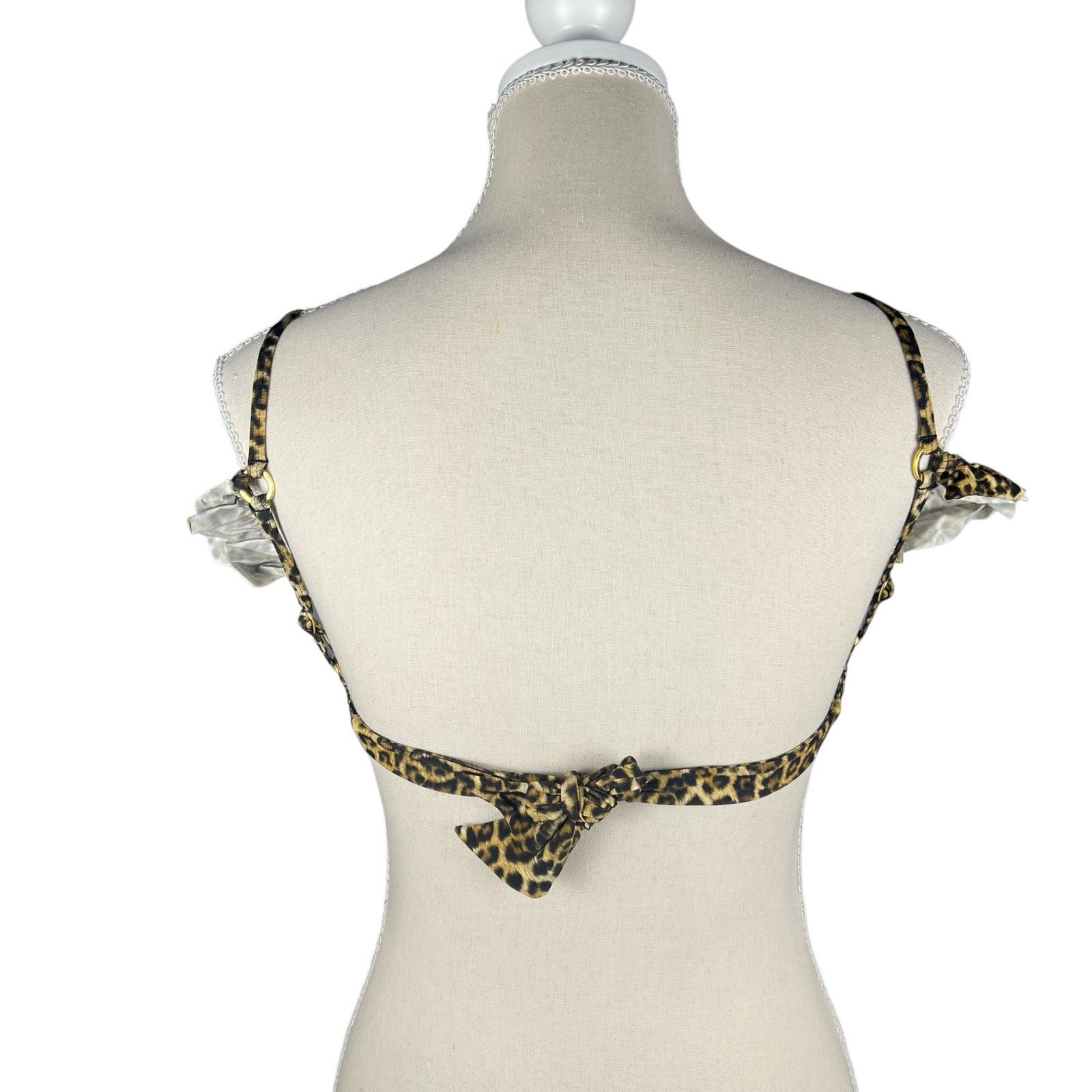 Other Solido Leopard Ruffle Triangle Bikini Top Y2K Swim NWT Small Size ONE SIZE - 3 Thumbnail
