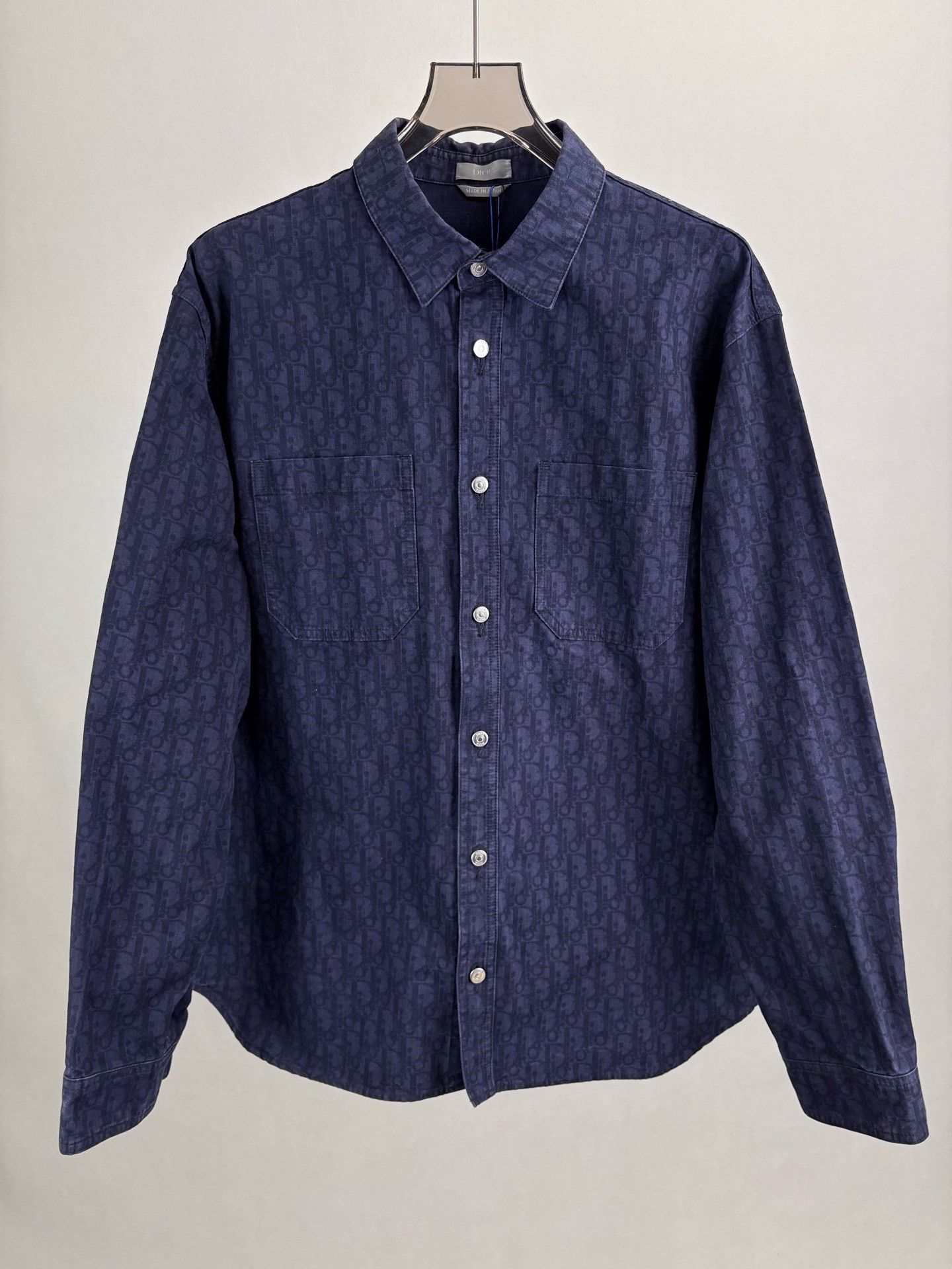 Dior DIOR Blue-Purple Monogram Denim Long-Sleeve Shirt Size US M / EU 48-50 / 2 - 1 Thumbnail