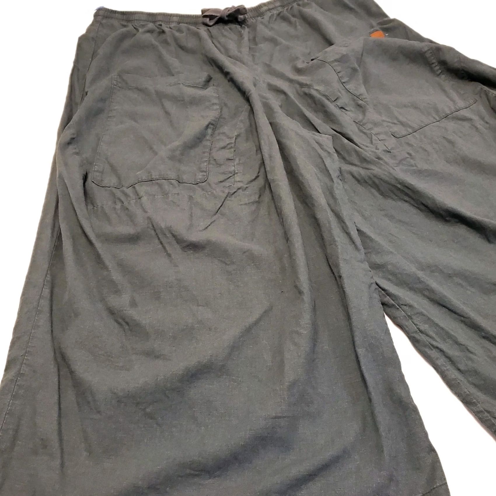 Vintage Peace Love World Pants Womens XL Blue Wide Leg Linen Blend Oversized Boho Beach Size 40" / US 18 - 3 Thumbnail