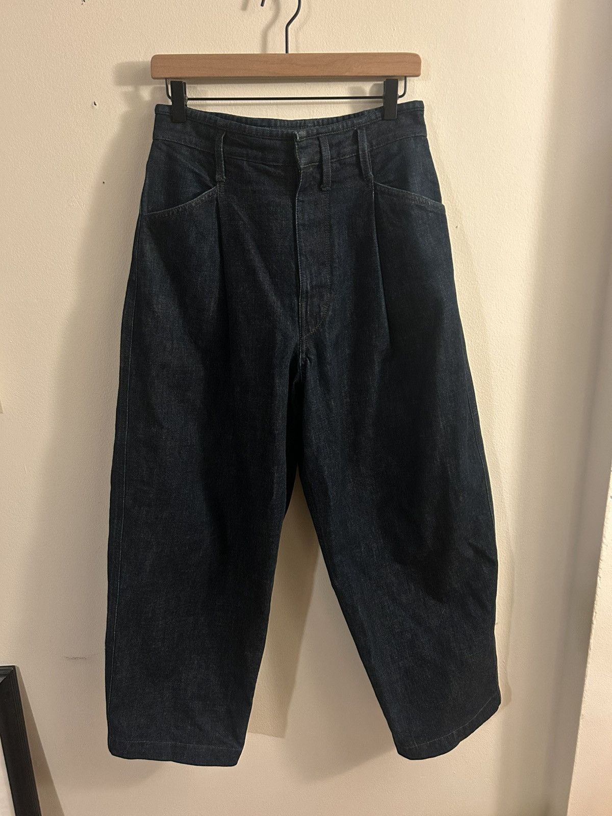 Lemaire PLEATED WORKWEAR PANTS Heavy indigo denim french baggy pleat Size US 30 / EU 46 - 1 Thumbnail