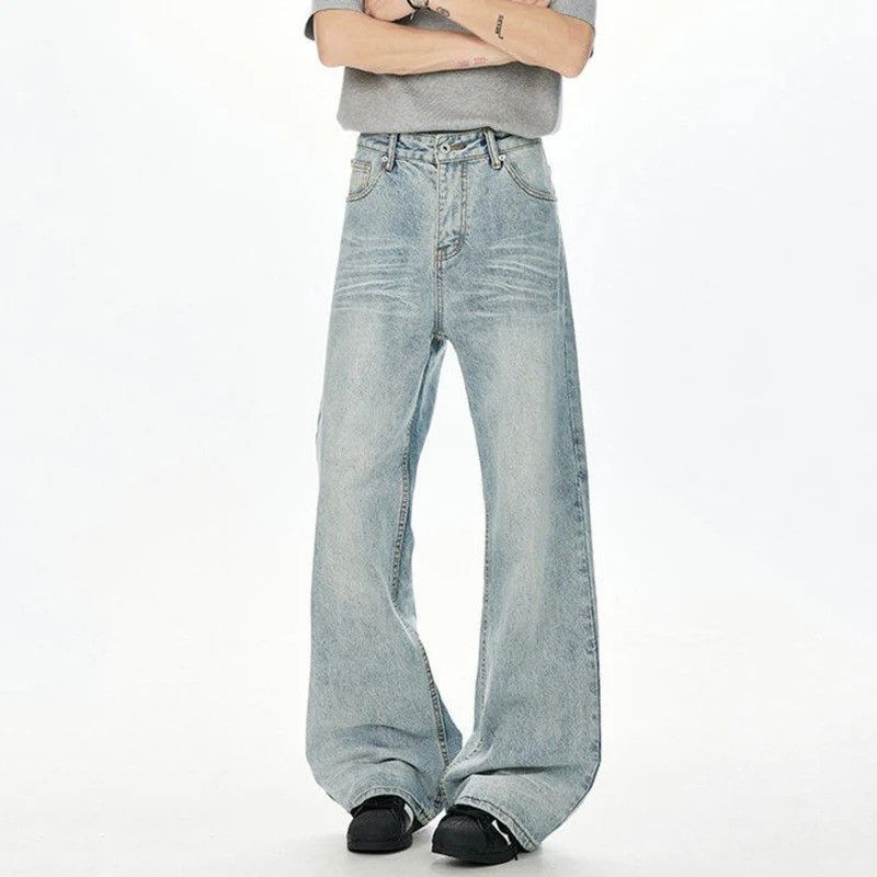 Japanese Brand Wide Leg Trousers light blue Straight Jeans Size US 32 / EU 48 - 2 Thumbnail