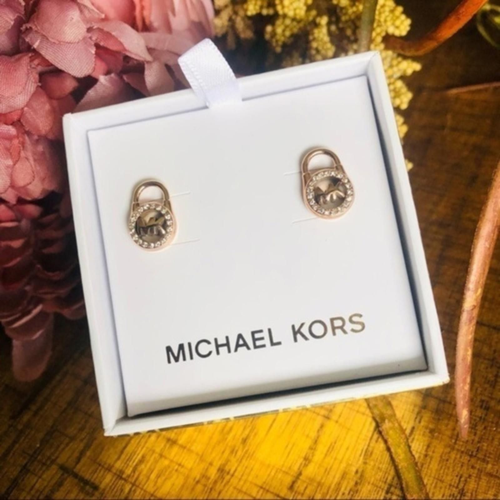 Michael Kors Michael Kors Logo Lock Gold Earrings NWT Size ONE SIZE - 1 Thumbnail
