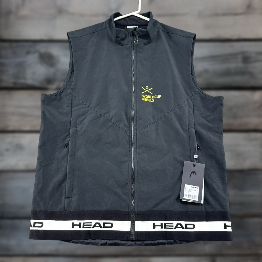 Vintage HEAD Windbreaker Vest Mens 2XL Black Polyester Full Zip Cycling Windbreaker Jacket Short Solid Logo Zipper Vintage No Size US XXL / EU 58 / 5 - 1 Thumbnail