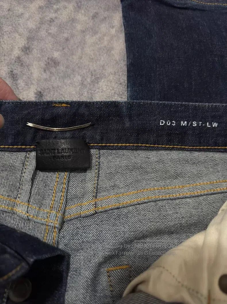 Saint Laurent Paris Saint Laurent Paris Vintage Deep Blue Straight Leg Bleache Size US 31 - 8 Thumbnail